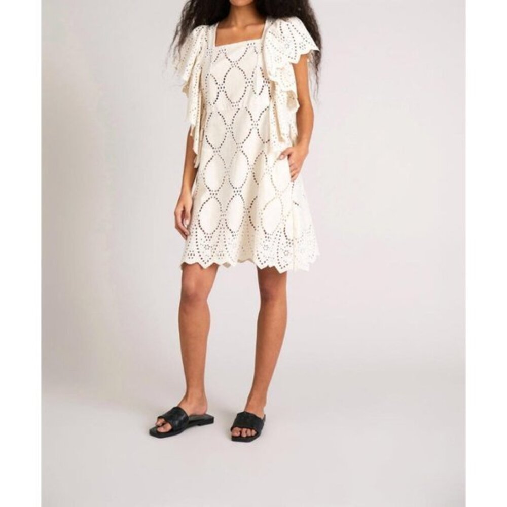 MUNTHE Hico ruffled broderie-anglaise dress Size S